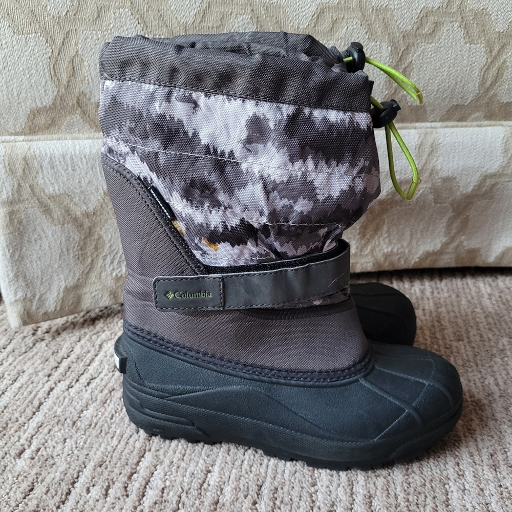 COLUMBIA WATERPROOF WINTER BOOTS SNOW BOOTS GREY BLACK CAMO BIG KIDS SIZE 5 - Picture 5 of 16